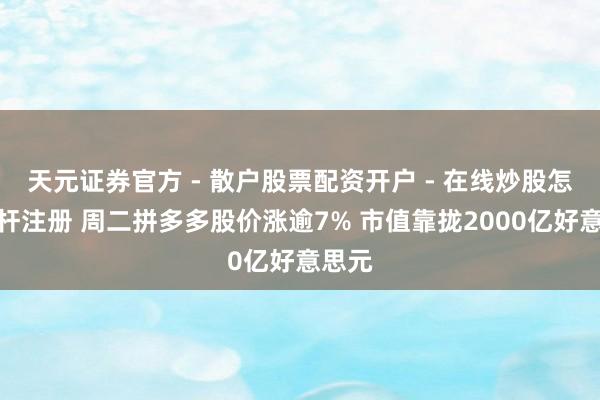 天元证券官方 - 散户股票配资开户 - 在线炒股怎么杠杆注册 周二拼多多股价涨逾7% 市值靠拢2000亿好意思元